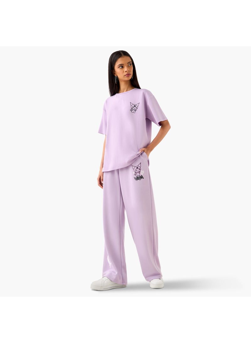 Kuromi Print Track Pants with Elasticated Waistband and Pockets