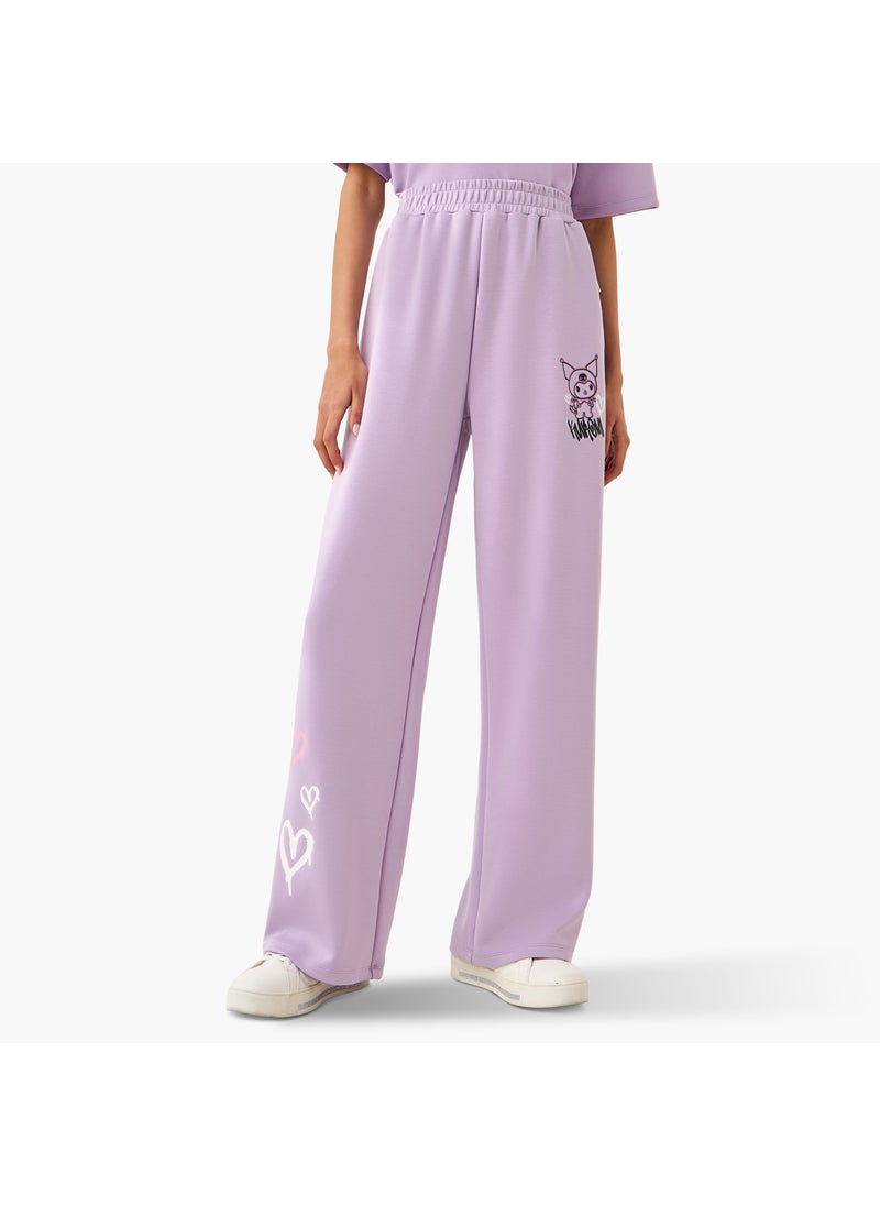 Kuromi Print Track Pants with Elasticated Waistband and Pockets