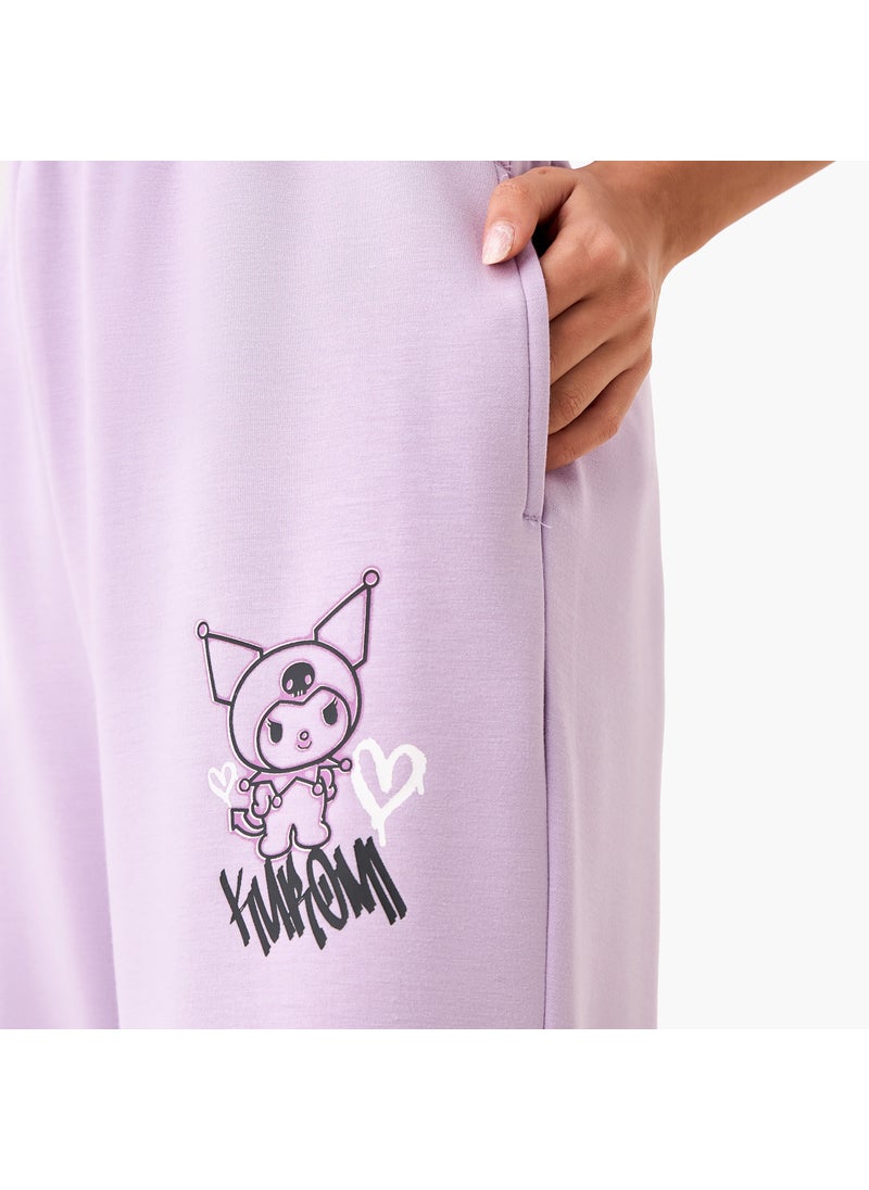 Kuromi Print Track Pants with Elasticated Waistband and Pockets