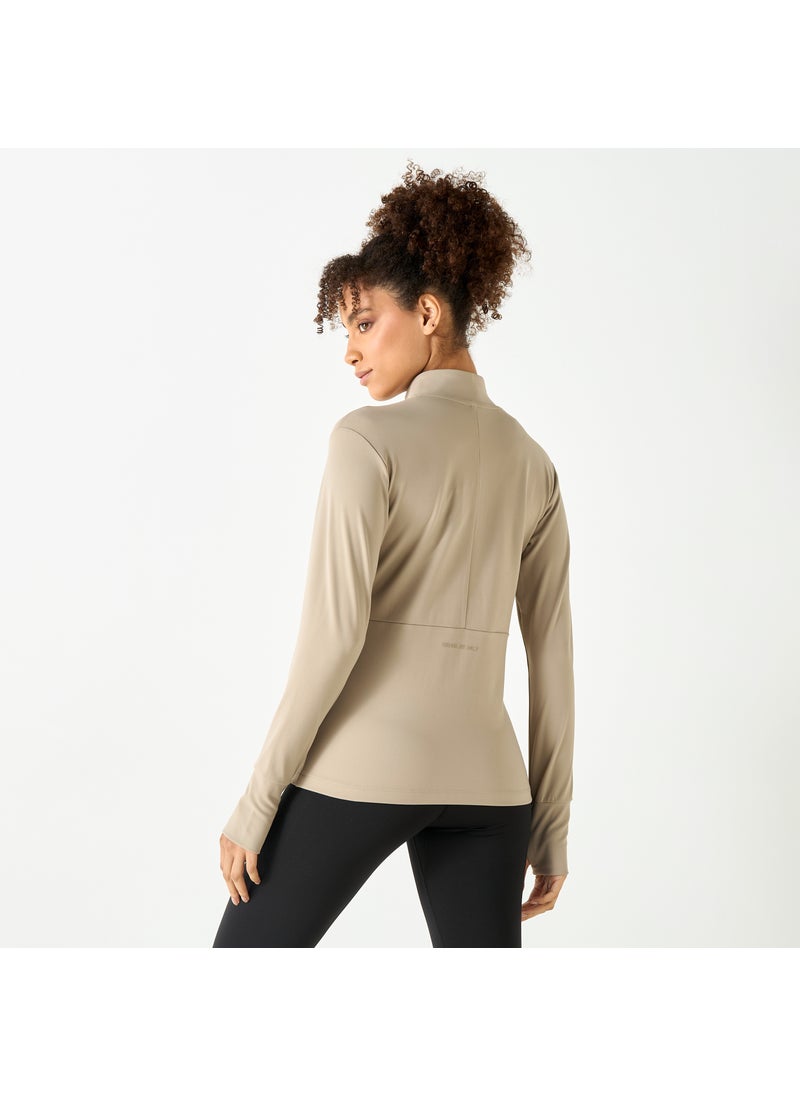 High Neck Zip Through Jacket with Pockets