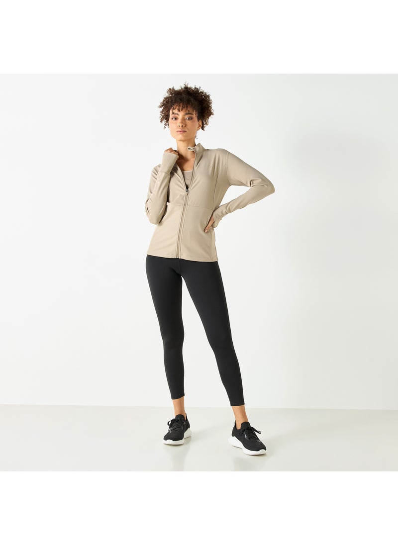 High Neck Zip Through Jacket with Pockets
