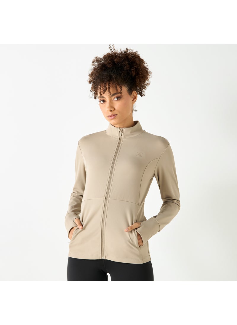 High Neck Zip Through Jacket with Pockets