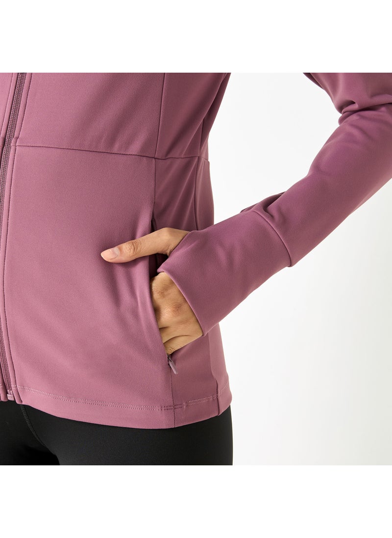 High Neck Zip Through Jacket with Pockets