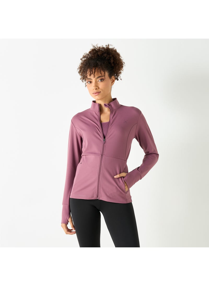 High Neck Zip Through Jacket with Pockets