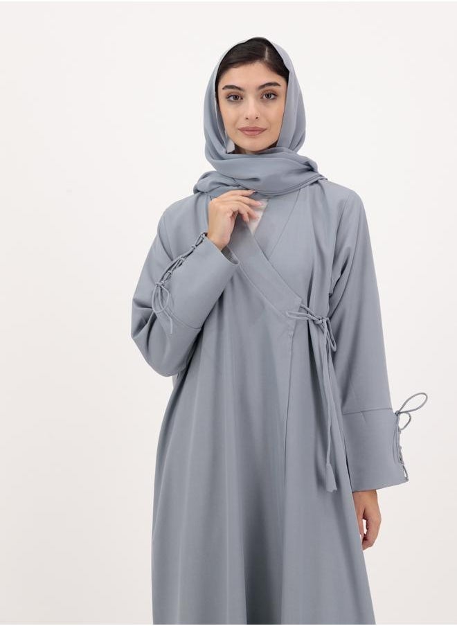 Front open abaya with tie