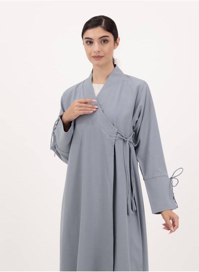 Front open abaya with tie