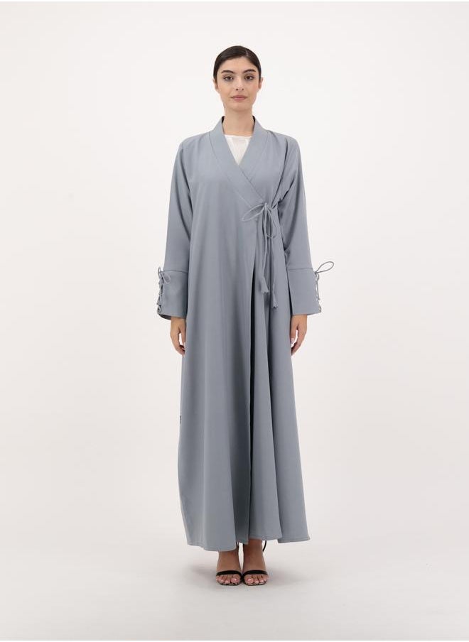 Front open abaya with tie