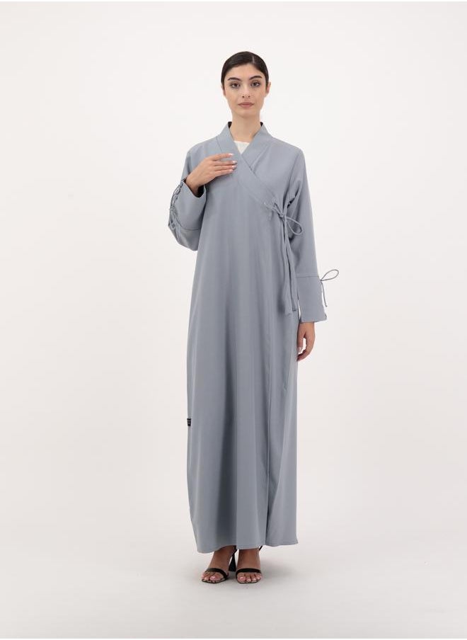 Front open abaya with tie