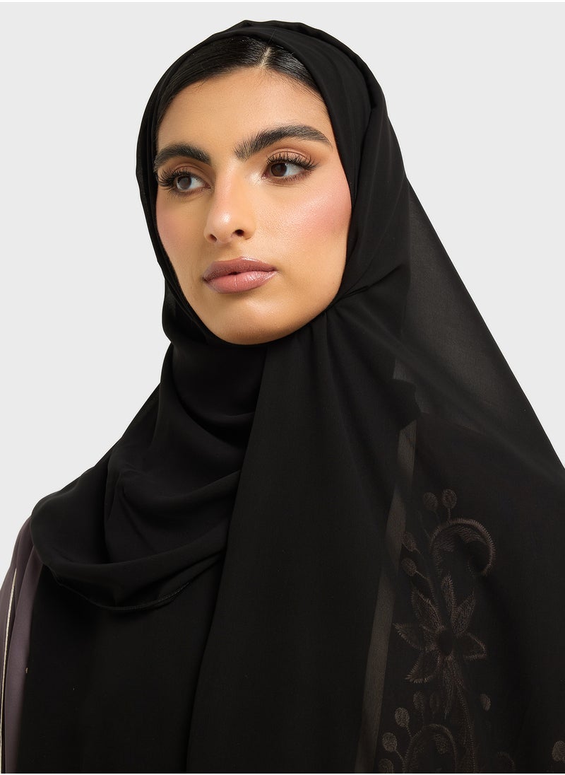 Floral Embroidered Open Type Abaya