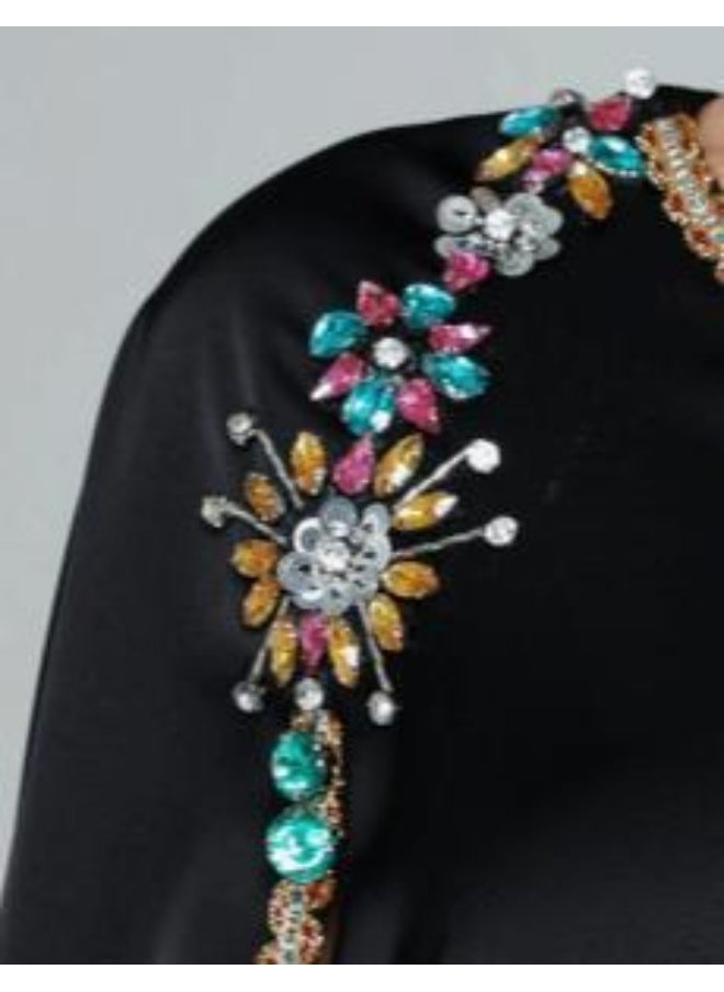 Exquisite Embroidered Shawl-style Abaya Robe
