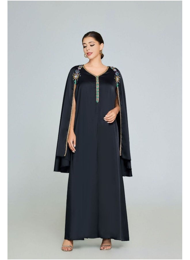 Exquisite Embroidered Shawl-style Abaya Robe