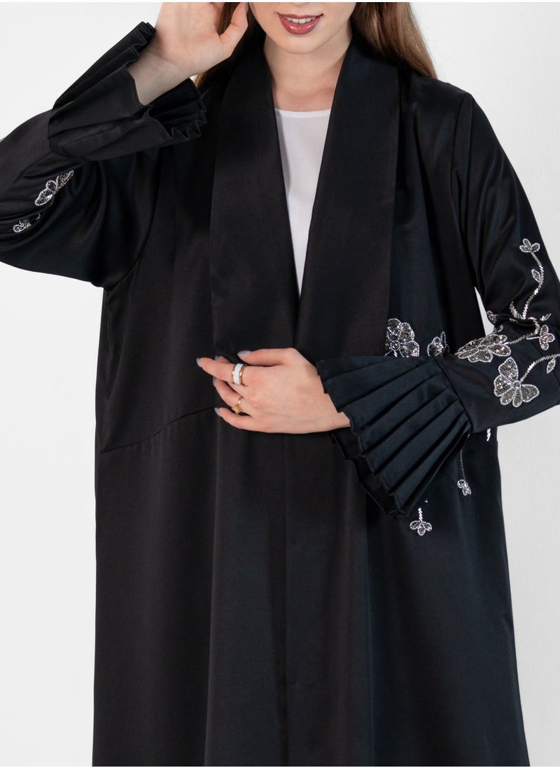 Abaya in Jacket look with Silver Embroidery