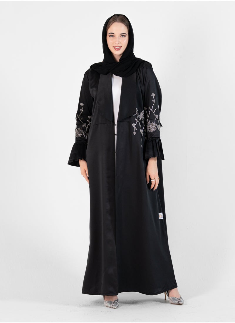 Abaya in Jacket look with Silver Embroidery