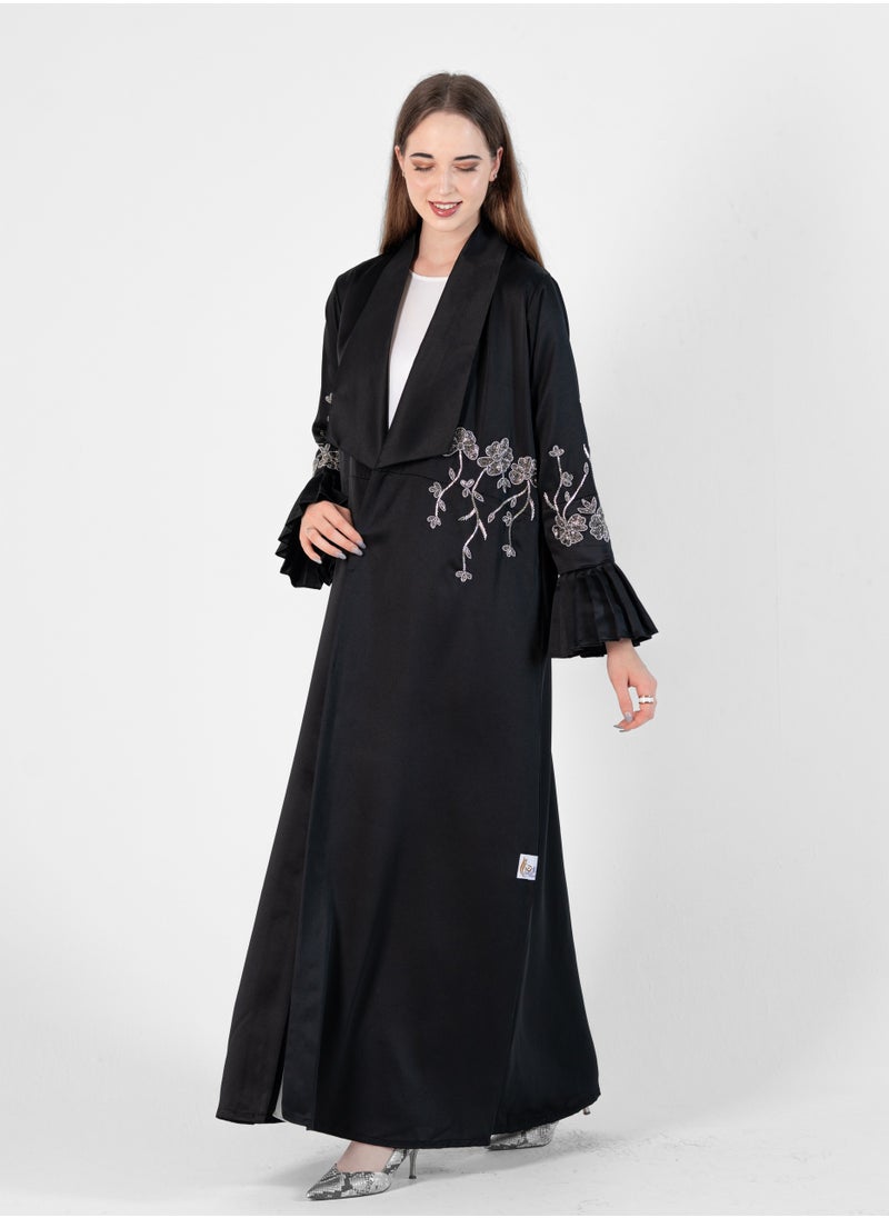 Abaya in Jacket look with Silver Embroidery