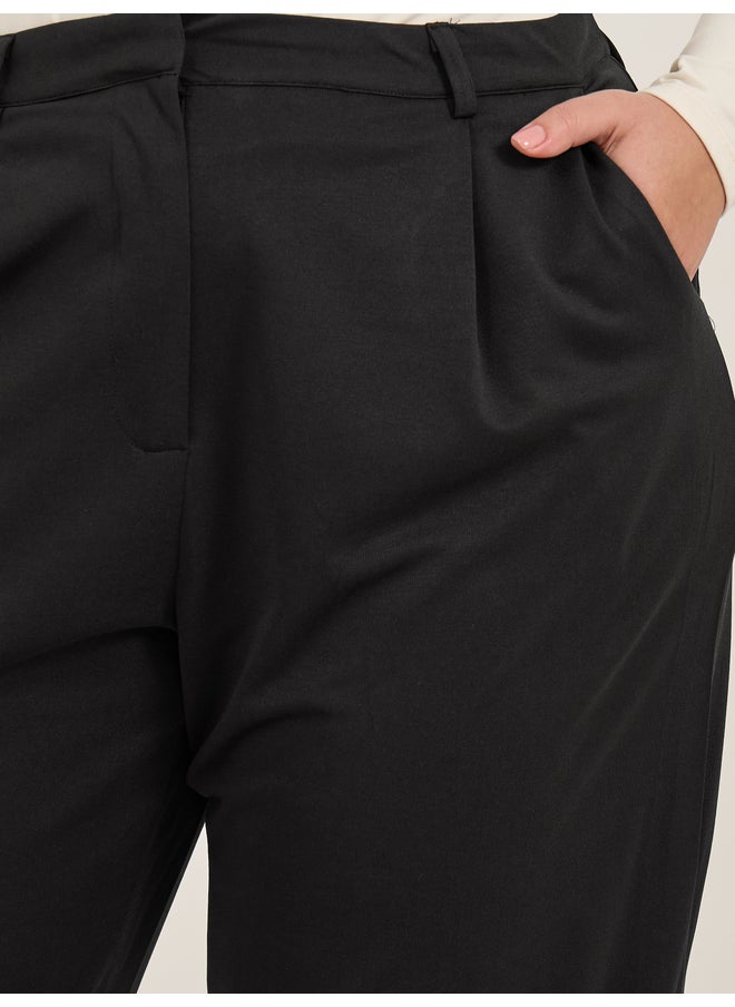 Styli Plus Size Mid Rise Tapered Fit Trousers