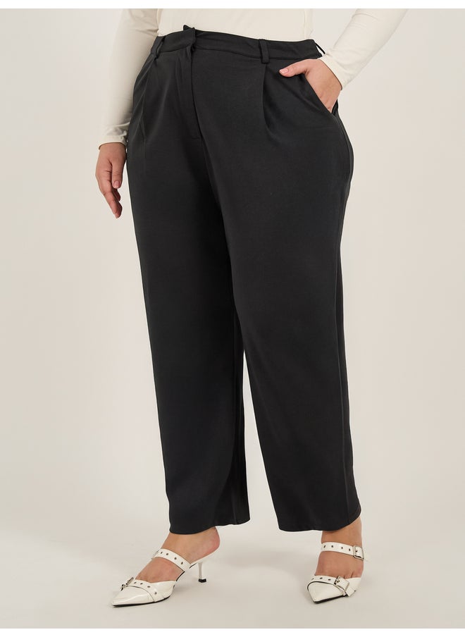 Styli Plus Size Mid Rise Tapered Fit Trousers