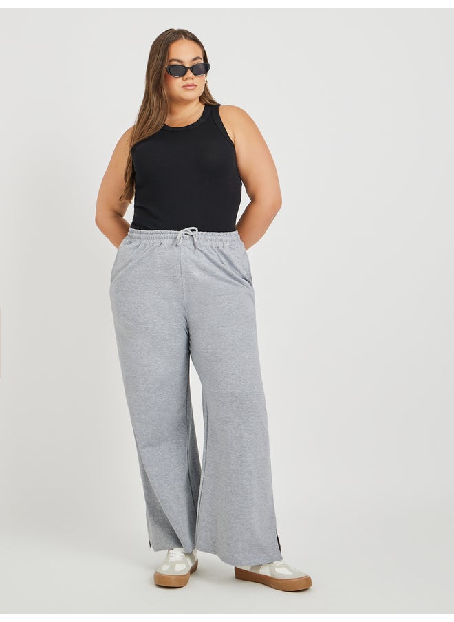 Styli Plus Size Wide Leg Joggers with Drawstring