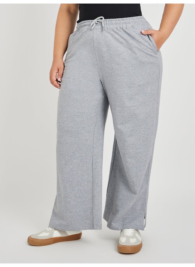 Styli Plus Size Wide Leg Joggers with Drawstring