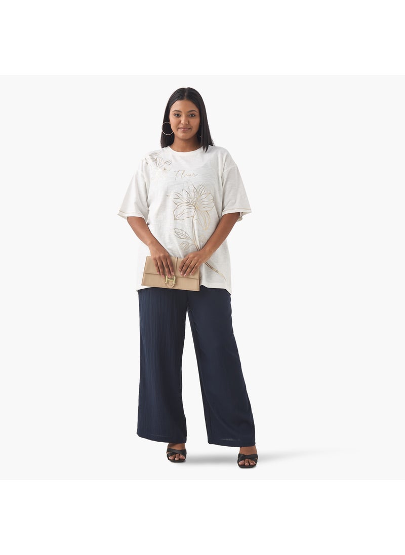 Plus Size Ulla Popken Pants with Elasticated Waistband and Pockets
