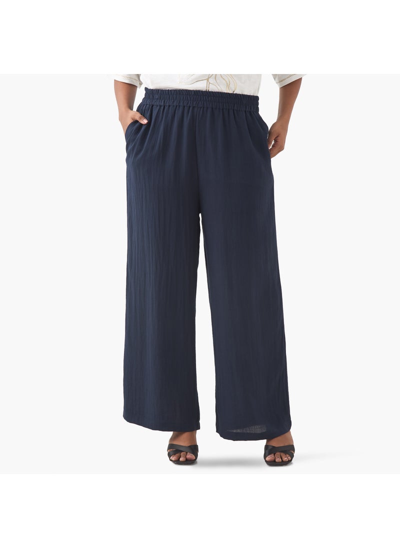 Plus Size Ulla Popken Pants with Elasticated Waistband and Pockets