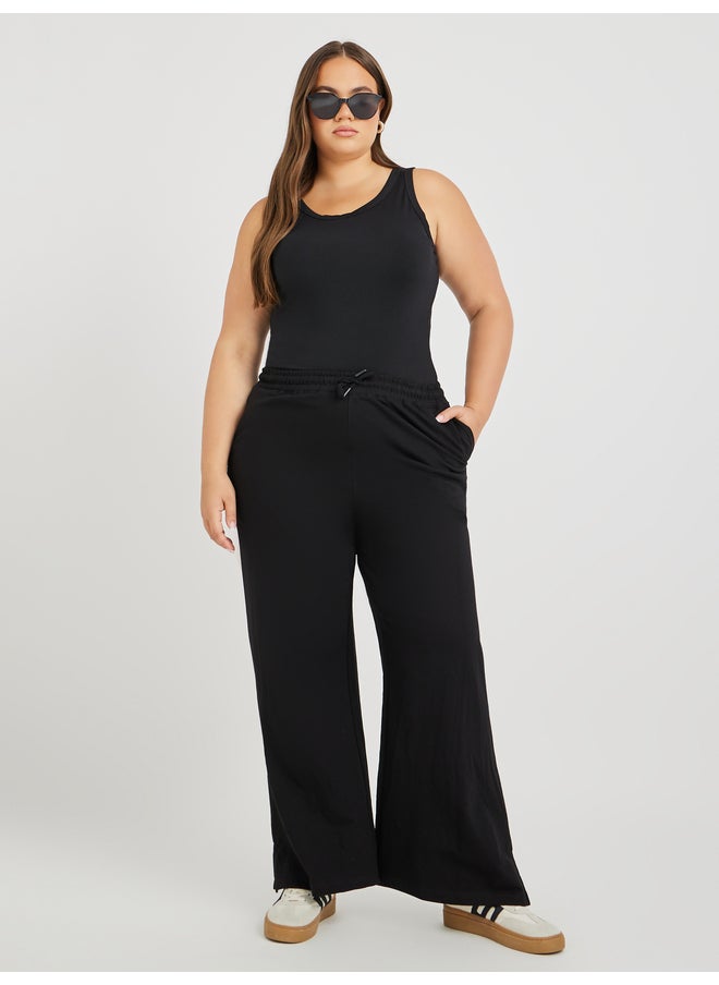 Styli Plus Size Wide Leg Joggers with Drawstring