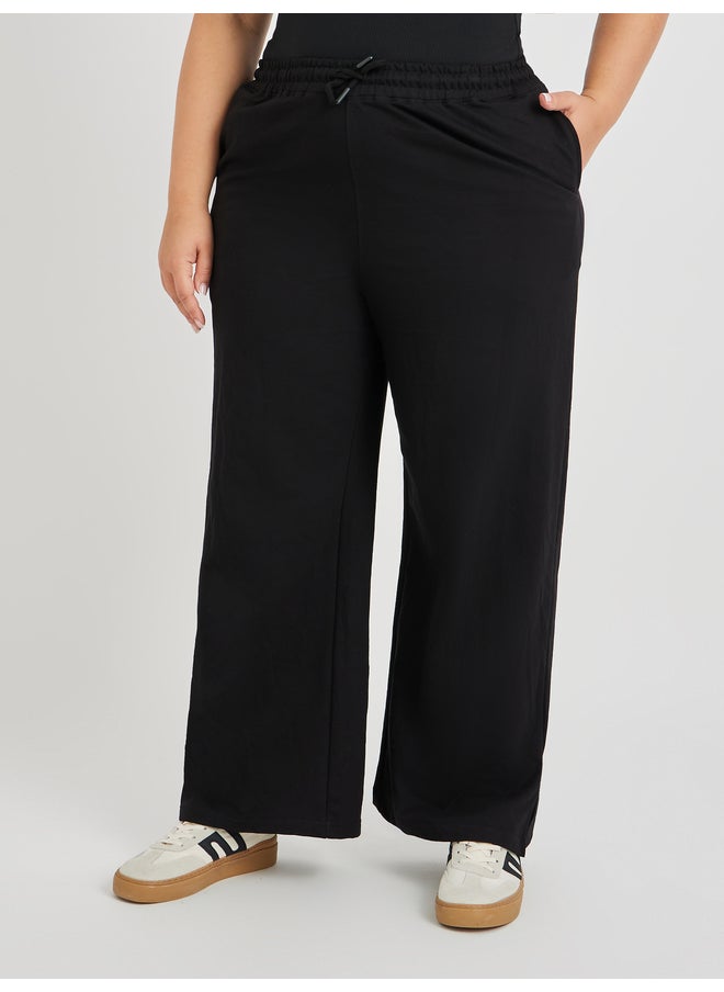 Styli Plus Size Wide Leg Joggers with Drawstring