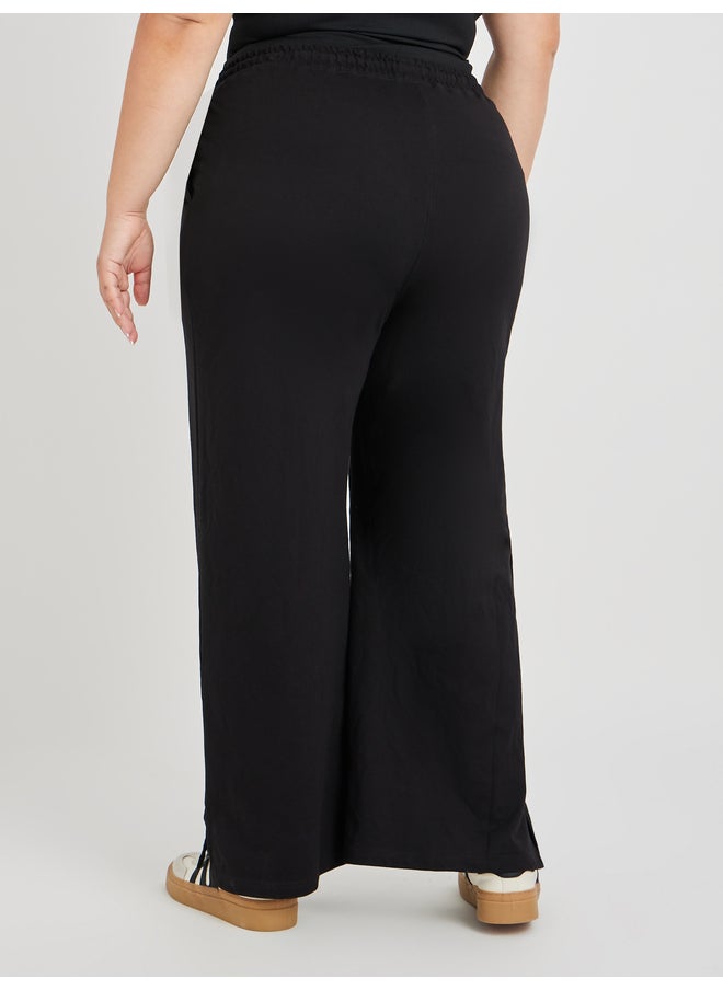 Styli Plus Size Wide Leg Joggers with Drawstring