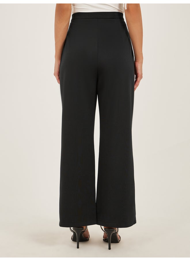 Styli Black Embellishments Wide Leg Pants
