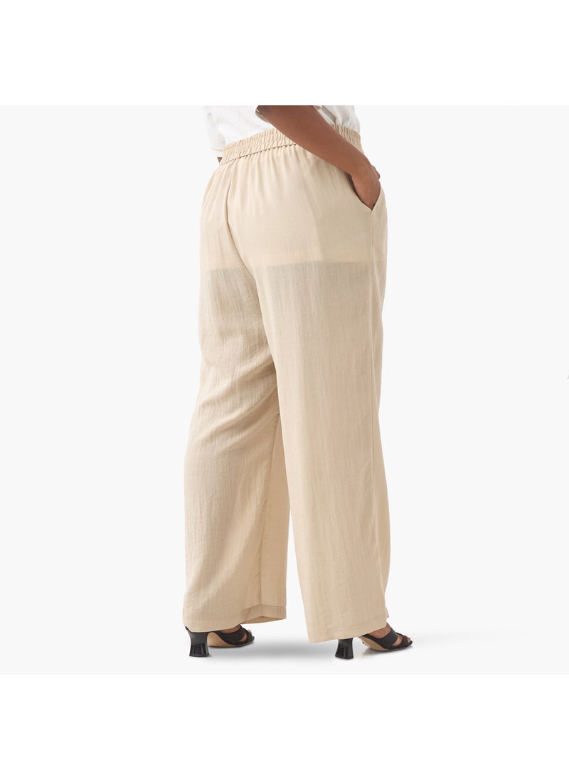 Plus Size Ulla Popken Pants with Elasticated Waistband and Pockets