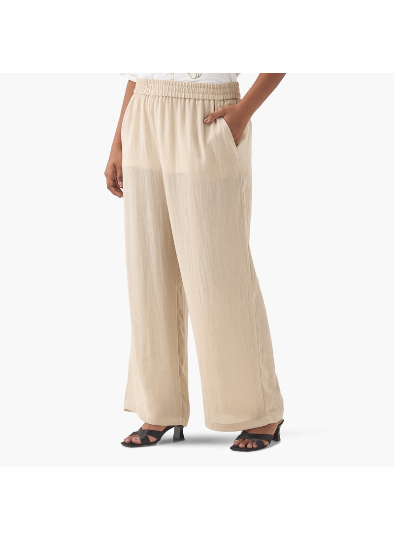 Plus Size Ulla Popken Pants with Elasticated Waistband and Pockets