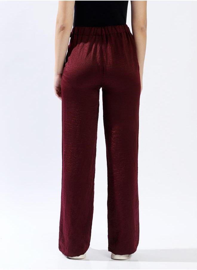 Women Trousers, Wide Leg, Solid, Port royale, in 100% Polyester, Zip closure, Woven weave, High-Rise waist, perfect for Casual. Stay ahead of the trend!