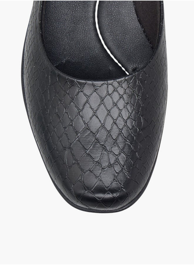 Textured Slip-On Ballerina Shoes with Wedge Heels