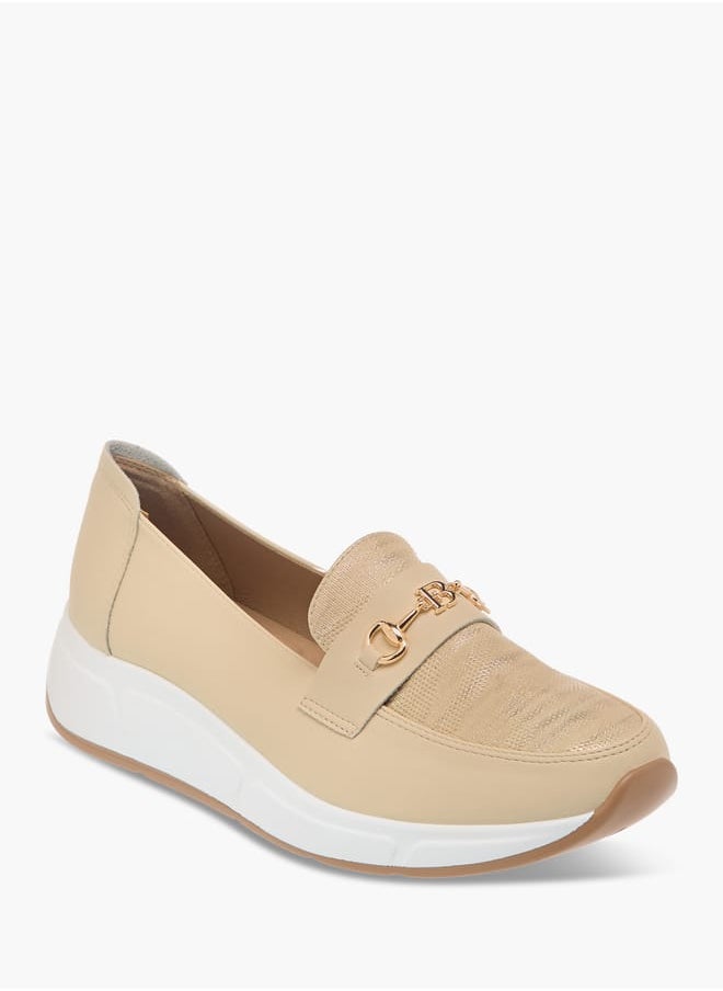 Womens Textured Wedge Heel Shoes With Metal Accent