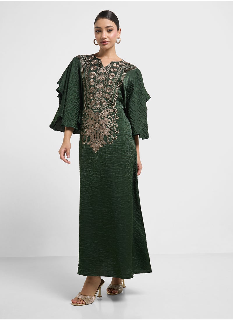 Belt Detailed Short Balloon Sleeve Jalabiya