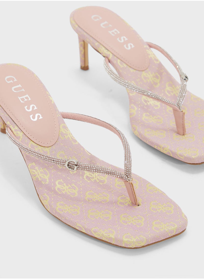 Single Strap Mid Heel  Sandals
