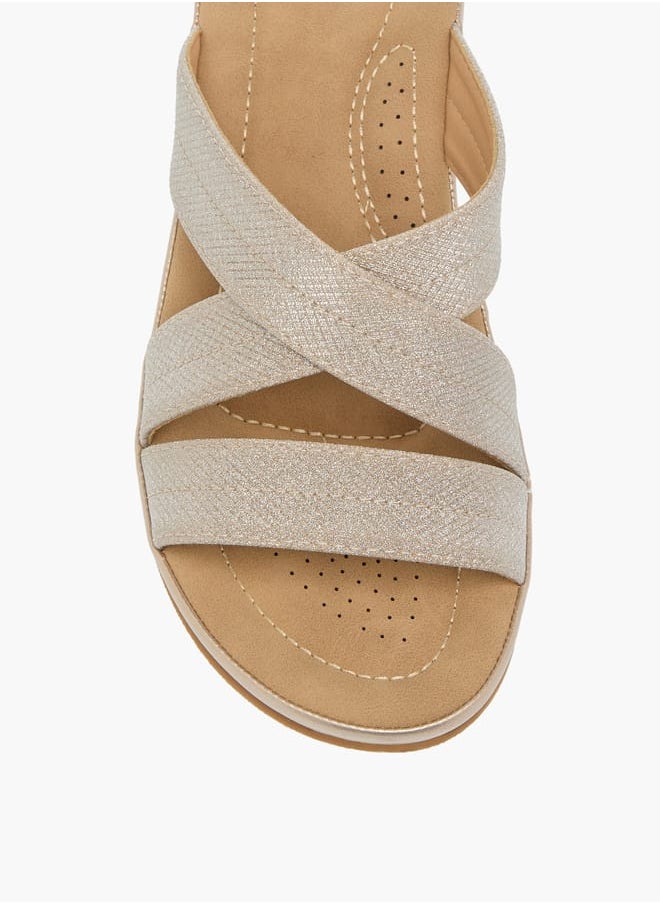 Womens Textured Slip-On Strappy Sandals