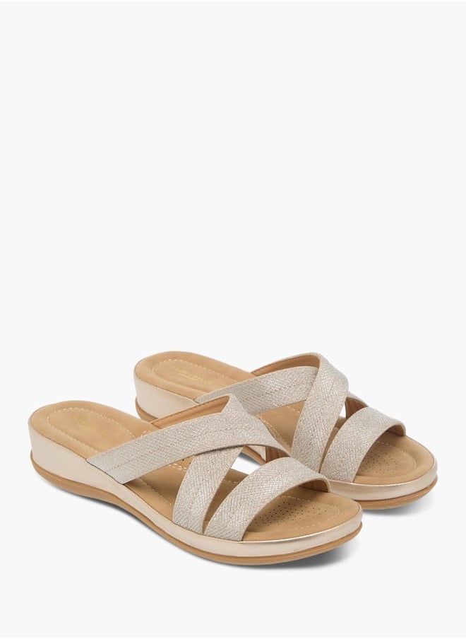 Womens Textured Slip-On Strappy Sandals