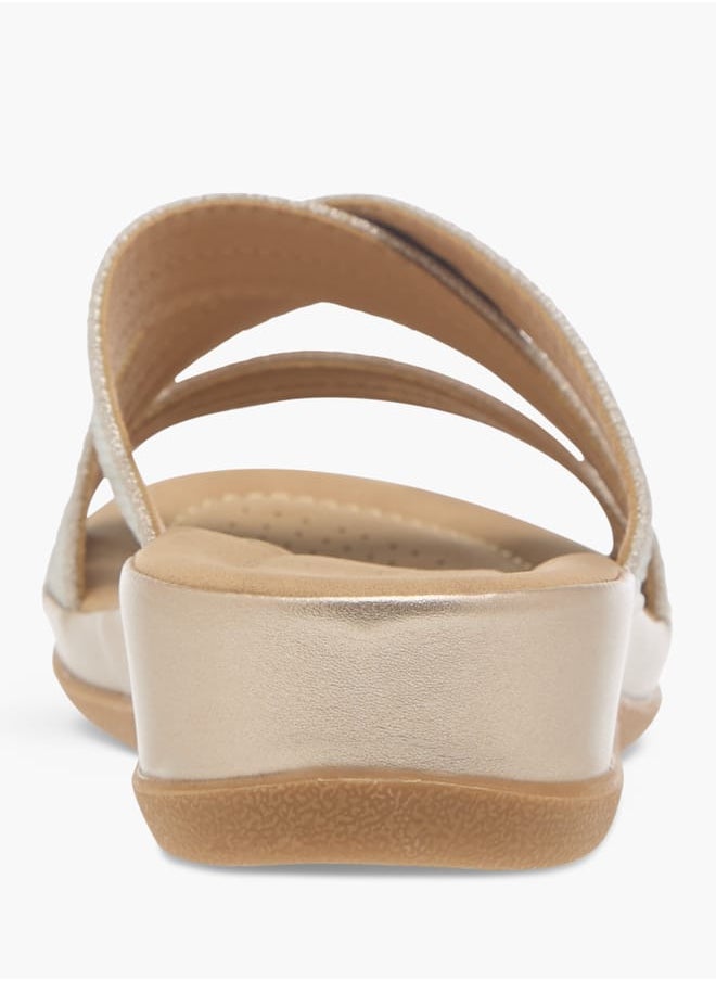 Womens Textured Slip-On Strappy Sandals