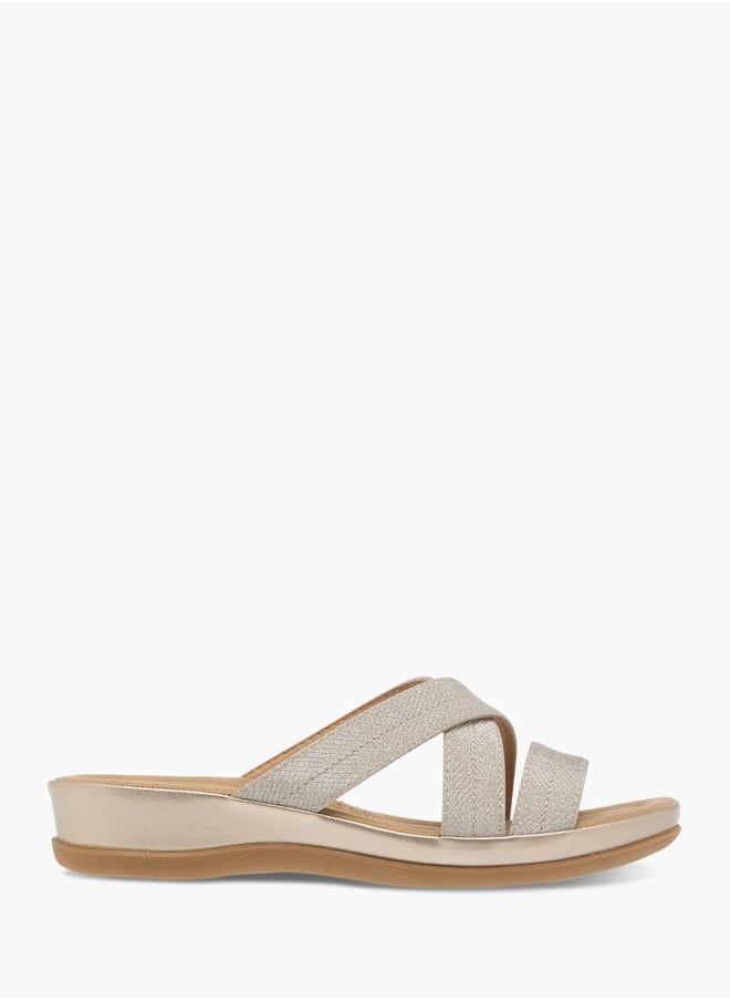 Womens Textured Slip-On Strappy Sandals