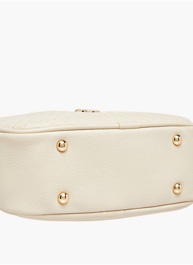 Monogram Embossed Crossbody Bag with Zip Closure and Chain Strap