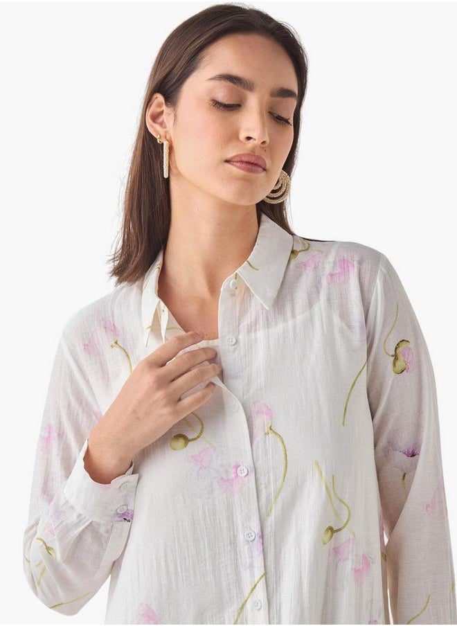 Iconic Floral Print Shirt Dress