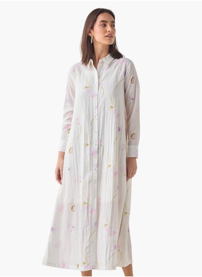 Iconic Floral Print Shirt Dress
