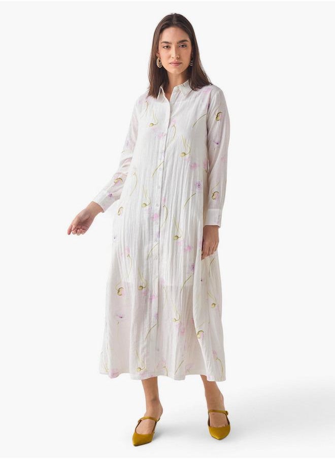 Iconic Floral Print Shirt Dress