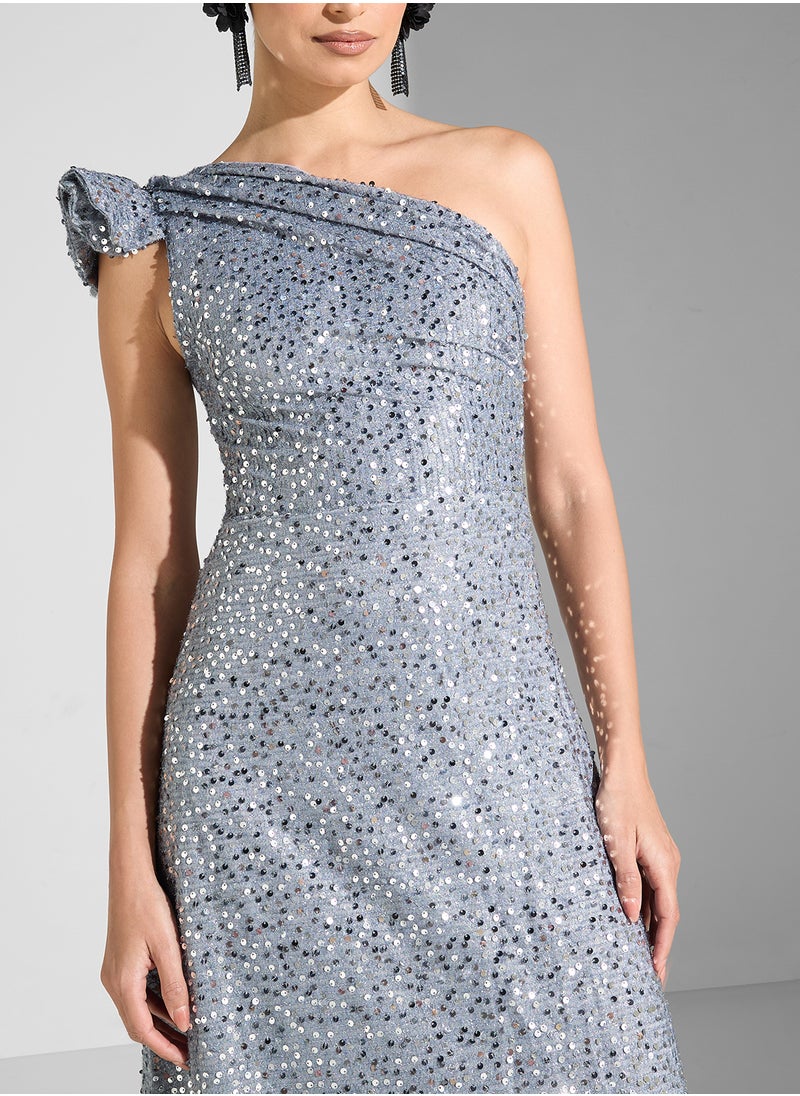 One-Shoulder Sequin Dress