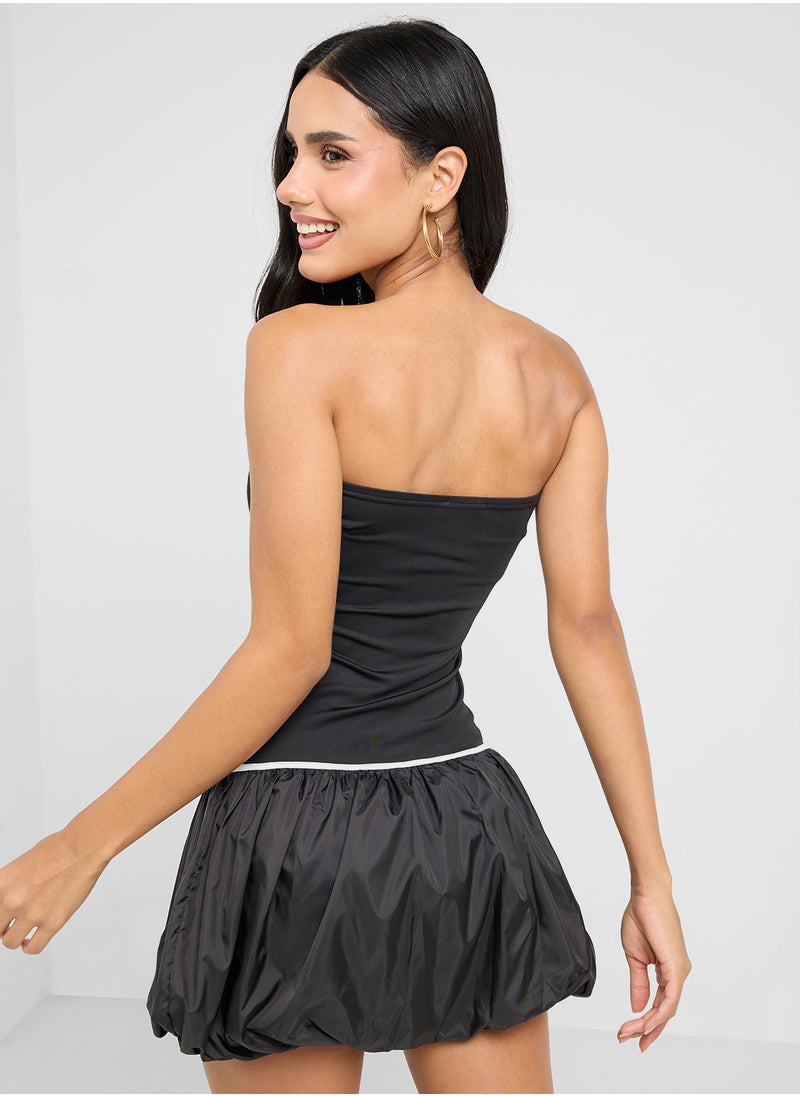 Bandeau Drop Waist Dress With Bubble Hem