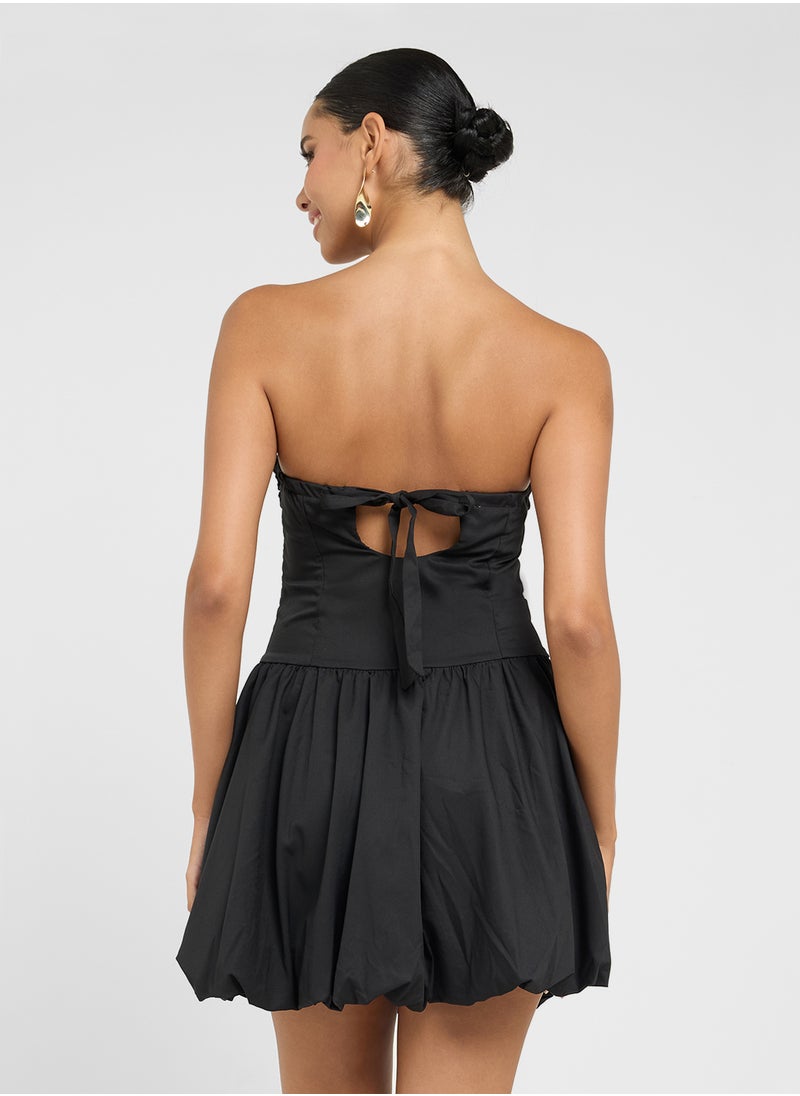 Bandeau Drop Waist Dress With Bubble Hem