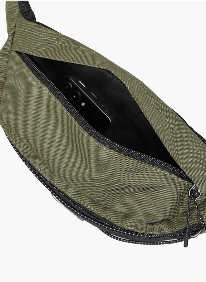 Men's Logo Applique Waist Bag with Zip Closure