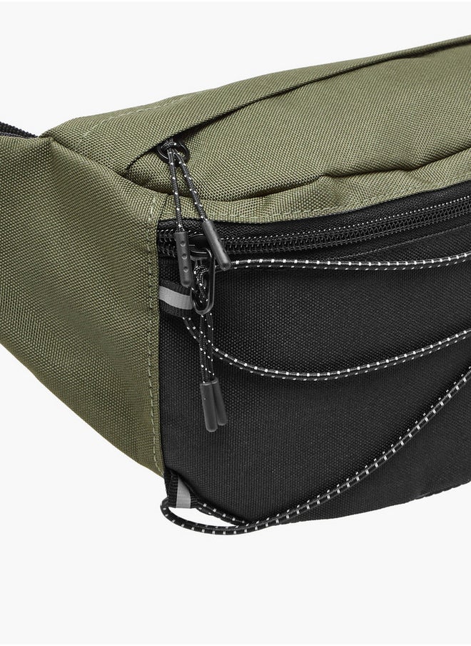 Men's Logo Applique Waist Bag with Zip Closure