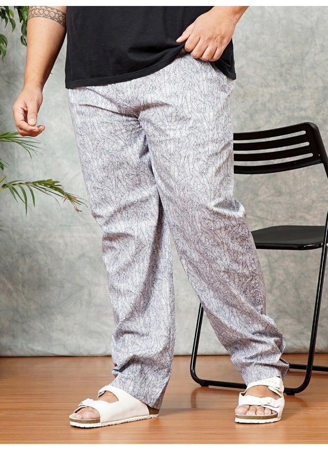 Navy Men Regular Casual Tropical Lounge Pants