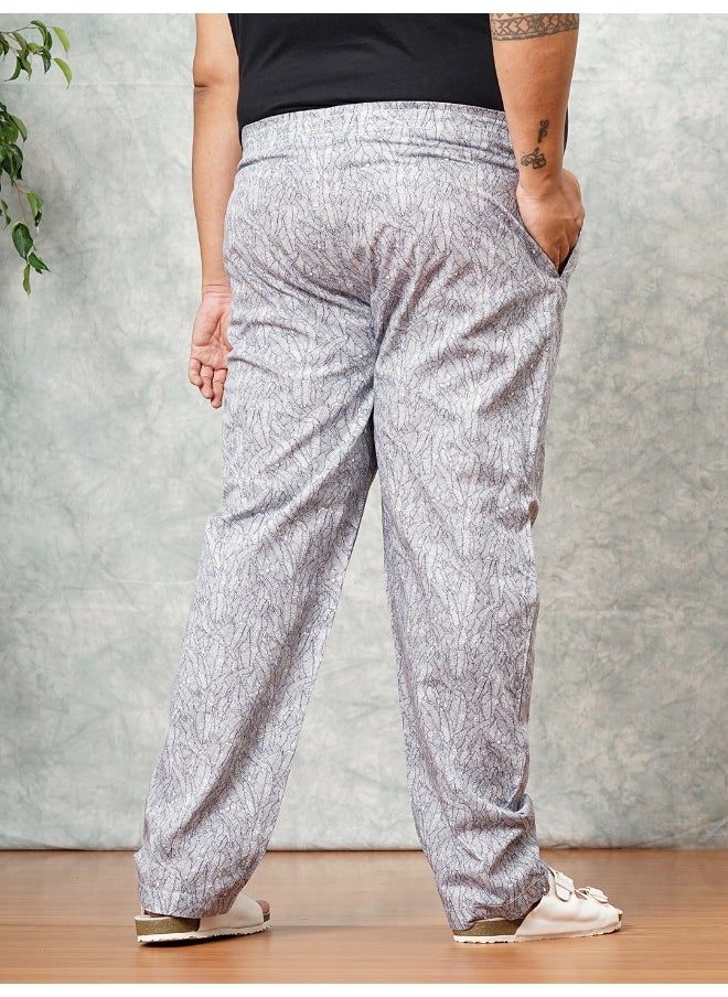 Navy Men Regular Casual Tropical Lounge Pants